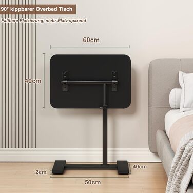 С-подібний бічний столик, регульований по висоті, підставка для ноутбука, що обертається на 360, бічний столик для дивана, мобільний дерев&39яний журнальний столик (чорний)