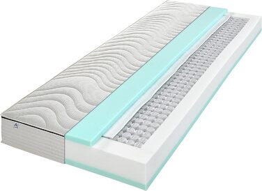 Матрац Irisette Rgen з 1000 пружинами кишенькової конструкції, висота 24 см, 7-зонний двосторонній матрац, рівень жорсткості 3, 160x200 см, сертифікований Oeko-Tex, виготовлений відповідно до німецьких стандартів якості 160 x 200 см H3 - середньої жорстко