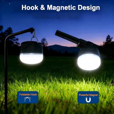 Ліхтар для кемпінгу, світлодіодний ліхтар для кемпінгу, заряджається через USB з ємністю 8000 мАг, 13 рівнів яскравості, 6 регульованих рівнів яскравості та вбудований сильний магніт, водонепроникний ліхтар для кемпінгу, аварійне RGB-підсвічування плюс