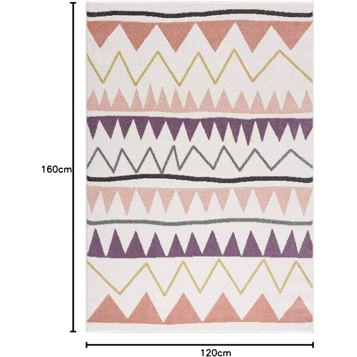 Килимок для дитячої кімнати - Кремовий - 120х160 см - Абстрактні гори пастельні кольори - Геометричний трикутник - Дитячий килимок з коротким ворсом - Ігровий килимок Oeko-Tex Standard 100 120 х 160 см