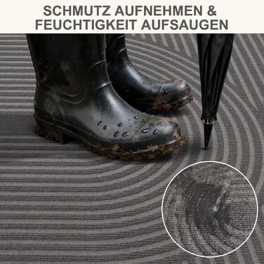 Килимок FEOMOS для внутрішніх/зовнішніх дверей 50x80 см, нековзний, брудозатримуючий килимок з абсорбуючою здатністю, миється та міцний, для вхідних дверей, коридору, балкону, кухні - сірий