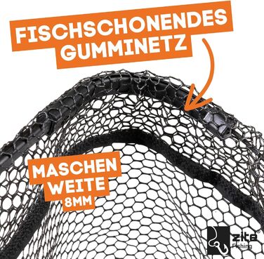 Підсак Zite для риболовлі - 2,40 м та 2,70 м - Easy Telescopic Technology, 60x60 см Гумований підсак, рибальська сітка 2,70 м