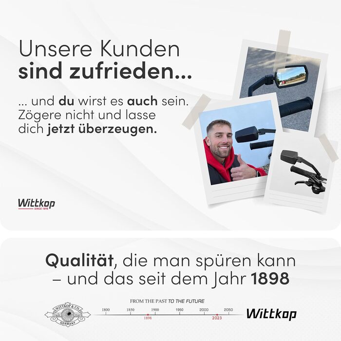 Велосипедне дзеркало WITTKOP Велике поле зору HD Обертається на 360 та складається Кріплення зверху та знизу Ударостійке та міцне Опукле дзеркало заднього виду для велосипедів та електровелосипедів (Комплект (лівеправе))