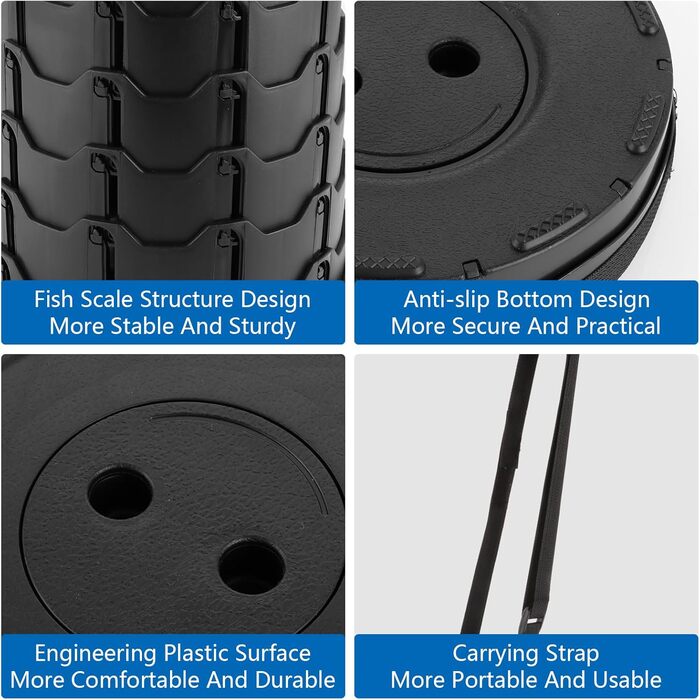 Телескопічний стілець DAJAVE з 2 предметів, складний портативний стілець з високою вантажопідйомністю, підходить для кемпінгу на свіжому повітрі, риболовлі, сімейного відпочинку та використання в приміщенні, чорний