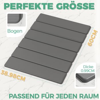 Килимок для ванної з каменю, 60 см складний діатомовий килимок для ванної, суперпоглинаючий килимок для ванної, швидковисихаючий, нековзний для ванної кімнати, легко миється, сірий