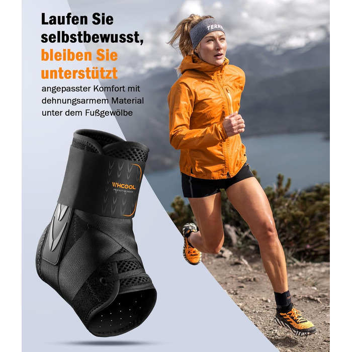 Бандаж для гомілковостопного суглоба при розтягненнях зв&39язок, застібка на липучці, дихаючий, з 2 опорними накладками, стабілізатор для жінок та чоловіків, профілактичний бандаж для стопи, спортивний (BK-чорний, XL) BK-чорний XL