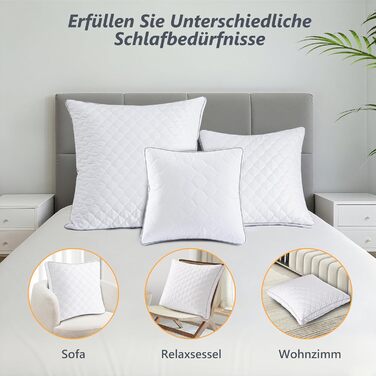 Подушка 80x80 для алергіків, зручна подушка з мікрофібри, приємна для шкіри та дихаюча, підходить для ліжок, диванів, тих, хто спить на боці, на спині та на животі. Забезпечує надійну підтримку без деформації. Білий колір, 80x80 см