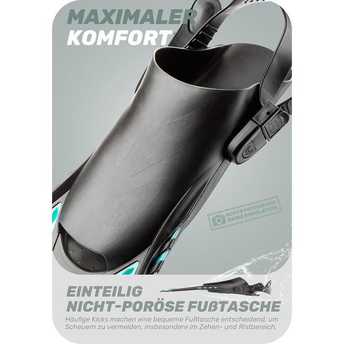 Ласти для плавання CAPAS, ласти для плавання дорожнього розміру, короткі, регульовані для підводного плавання та дайвінгу, ласти для дайвінгу з відкритою п&39ятою, зелені, S/M (дорослі 36-41)