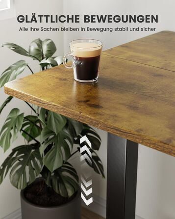 Електрично регульований по висоті стіл 120 x 60 см, Стіл з регульованою висотою та 4 налаштуваннями пам&39яті, розумний стіл для домашнього офісу зі з&39єднувальною пластиною 120 x 60 см, колір вінтажного дерева