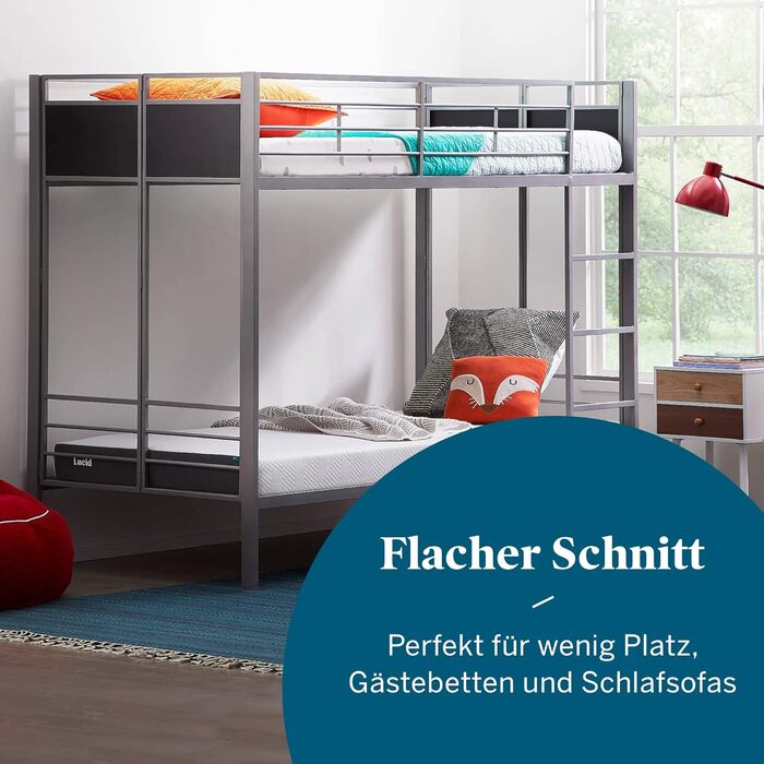 Матрац LUCID з холодної піни, охолоджувальний гель-настій - з бамбуковим вугіллям - сертифікований Oeko-Tex - тонкий матрац, висота 12 см, жорсткий H4, 180x200 см, білий 13 см 180 x 200 см