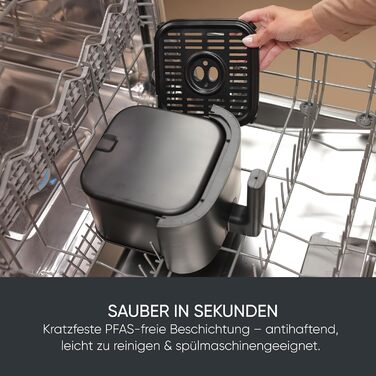 Аерофритюрниця Severin FryLight FR 2461, 4л, 1300Вт, чорна фритюрниця без олії з сенсорним дисплеєм, 8 автоматичними програмами та функцією підігріву