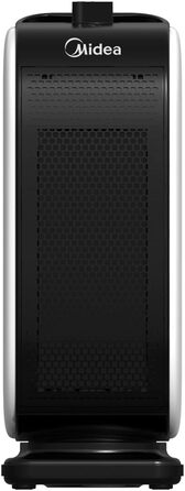Портативний вентилятор-обігрівач Midea Nty15-19Cae, низьке енергоспоживання, керамічний нагрівальний елемент PTC, 1500 Вт, енергоефективний з регульованим термостатом, білий та чорний, 25,8 x 10,3 x 28,5 см, 3 кг, 1500 Вт білий