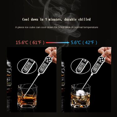Багаторазова кулька для льоду 2 шт. и - кубик льоду круглий, камінь для віскі, кубики льоду з нержавіючої сталі з високою технолог