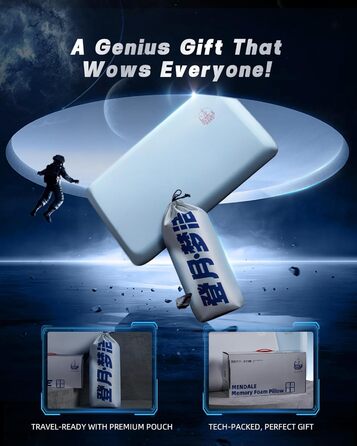 Подушка з піни з ефектом пам&39яті - Ергономічна подушка для шиї, подушка для голови для полегшення болю в шиї - Дихаюча та гіпоалергенна для всіх положень сну - 42x70x8 см Синього кольору