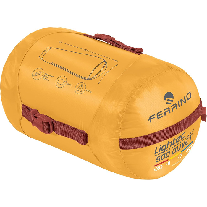 Спальний мішок Ferrino Sleeping Bag Lightech 500 Duvet RDS Down, помаранчевий (помаранчевий), один розмір