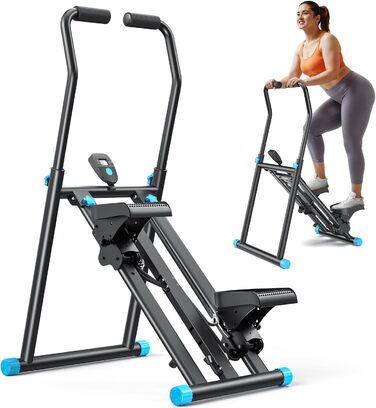 Степер для сходів MERACH 2025 Pro, Stairmaster для дому з регульованими 3 рівнями опору, складний кардіо-степер Stairmaster з регульованими ручками для фітнес-обладнання для домашнього офісу, чорний