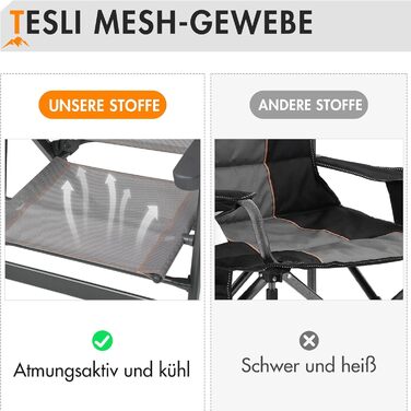 Крісло для кемпінгу Portal, складне, кемпінгове крісло, вантажопідйомність до 100 кг, легке, рибальське крісло, пляжне крісло, складне, висока спинка для садового фестивалю на свіжому повітрі, помаранчеве, сіре, сіро-помаранчеве