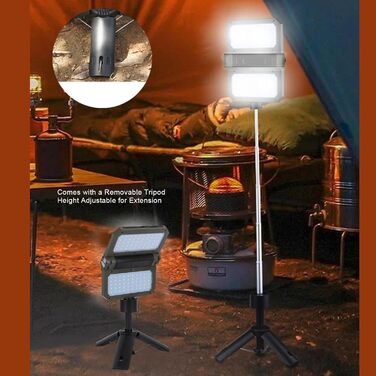 Ліхтар для кемпінгу, висока яскравість, складається з обох боків, сонячний світлодіодний ліхтар для намету зі 100 світловими чіпами, телескопічна ручка-штатив для походів на свіжому повітрі