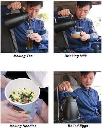 Двошаровий автомобільний чайник Haofy, 1200 мл, швидке нагрівання, безпечний для пиття, дорожня кружка з кришкою для ізоляції окро