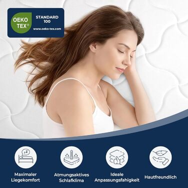 Матрац Vesgantti H4, висота 20 см, ортопедичний, 7-зонний, пружинний блок кишенькової форми, сертифікований Oeko-Tex, середньої жорсткості, пружинний блок кишенькової форми, матрац з холодної піни H4, щільний верх 20 см, 140 x 200 см