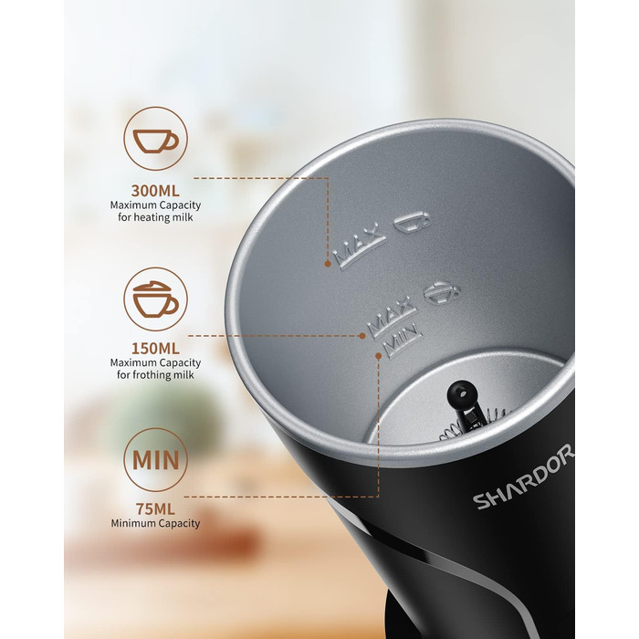 Піноутворювач для молока 4 в 1 електричний, магнітна головка для перемішування, гаряче молоко 300 мл, піна 150 мл, 500 Вт, для мак