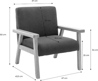 Дитяче крісло з дерева та вельвету кольору хакі, ISAK Ш 47 x Г 43,5 x В 50 см