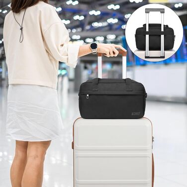 Ручна поклажа Kono Ryanair 40x25x20, легка підсидільна сумка об&39ємом 20 л з тканини Оксфорд, дорожня сумка з плечовим ременем та кріпленням на візку для чоловіків та жінок, чорна, M Чорний M (40 см x 25 см x 20 см) - 20 л