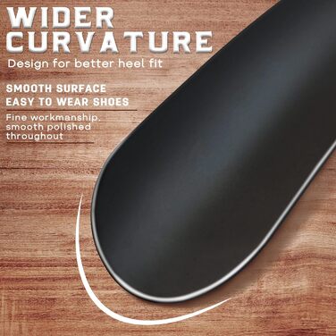 Короткий ріжок для взуття з нержавіючої сталі 17 см, маленький ріжок для взуття зі шкіряною ручкою (чорний)