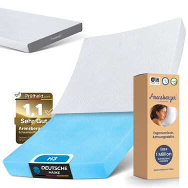 Матрац Arensberger LINA 90x200 см, висота 11 см Гелева піна NANOCELL Середньої жорсткості H3 Преміальний чохол 240 г/м Можна прати при 60C Матрац з холодної піни 90x200 Рейтинг 1.1 Сертифіковано Oeko-Tex 90 x 200 см 11 см