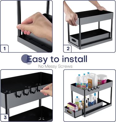 Органайзер під раковину, 2 рівні під шафою, кошик, шухляда-органайзер з гачком, під раковину, органайзер і сховище під шафою, схов