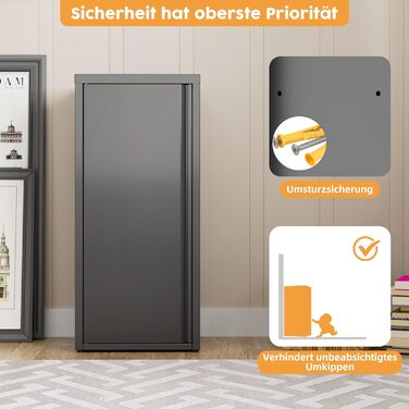 Металева шафа для документів з одними дверима, 88x40x35 см, 2 полиці з регульованою висотою, міцна металева шафка для документів, файлів та офісного приладдя (чорна)