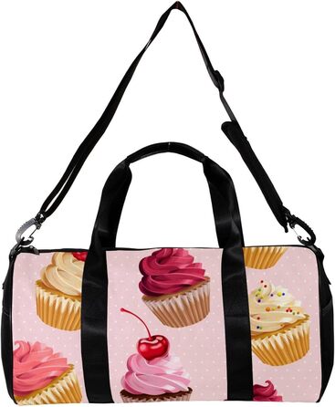Спортивна сумка, маленька дорожня сумка, сумка для шопінгу та йоги, рожева з принтом Фрукти-Кекси, сумка для фітнесу на відкритому повітрі, сумка-шопер