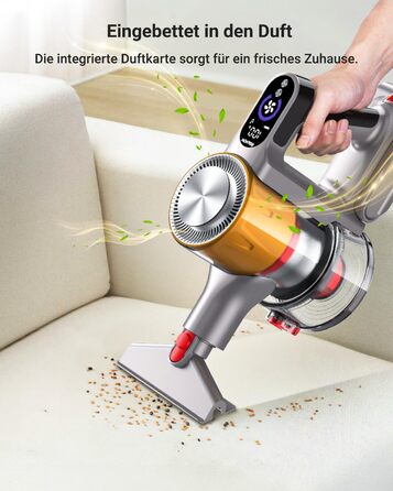 Акумуляторний пилосос, 45000 Па/550 Вт, час роботи 60 хв з настінною зарядкою, ароматична карта, чаша 1,8 л, світлодіодний дисплей