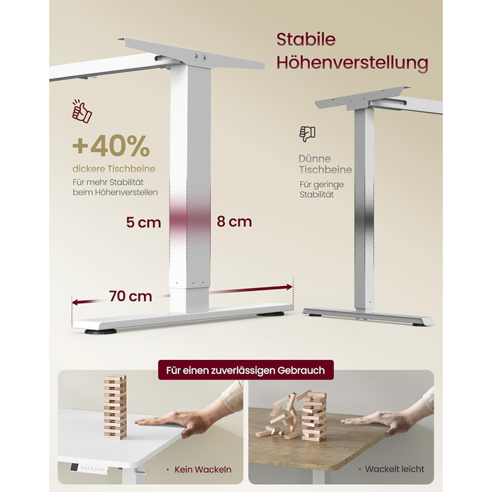 Стіл VASAGLE з регульованою висотою, 160 x 80 см, порт USB-C, подовжувач для зберігання, стіл для роботи стоячи, нагадування про тривале сидіння, 3 кнопки пам&39яті, для офісу, матово-білий LSD146WZ02 160 x 80 см матово-білий