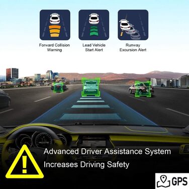 Автомобільна камера передній реєстратор FHD 1944P ADAS Cam Автомобільний відеореєстратор з голосовим управлінням, аварійний запис,