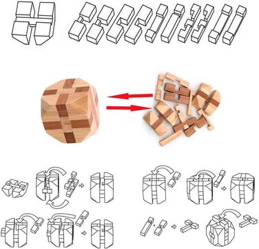Дерев&39яна колекція з 9 предметів, дерев&39яні ігри-головоломки, дерев&39яна гра на спритність, логічні ігри, ігри на IQ, ігри на