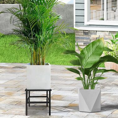 Металева підставка для рослин, 2 шт., 33 см чорного кольору, міцна підставка для квітів, стілець для рослин, нержавіюча підставка для квіткових горщиків, полиця для великих квіткових горщиків, для приміщень, відкритого тер&39єру, саду