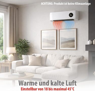 Настінний вентилятор-обігрівач Alpina 2000 Вт керамічний променевий обігрівач з 2 рівнями потужності та таймером цифровий термостат компактний настінний обігрівач настінний монтаж