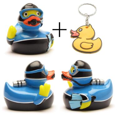 Гумовий каченя-дайвер I Спортивна качечка для пірнання IL 8 см - в комплекті гумова качечка-брелок I Іграшка для немовлят та дітей