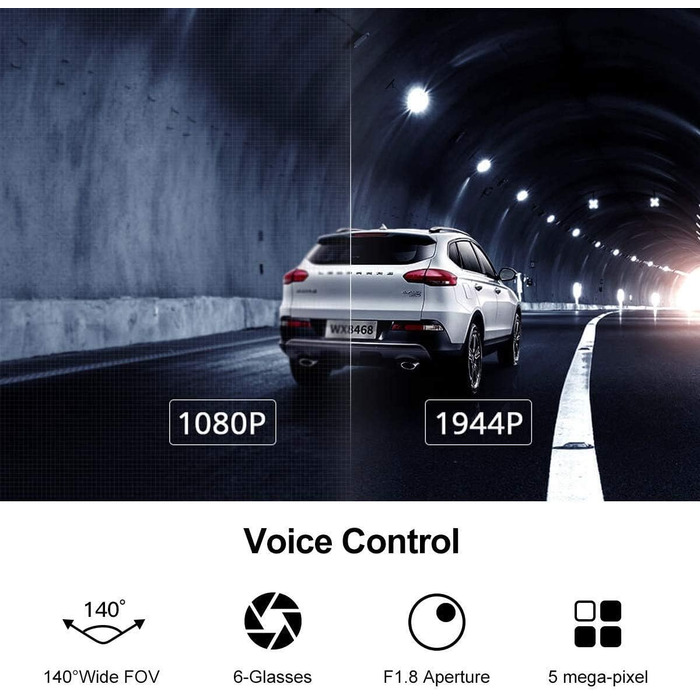Автомобільна камера передній реєстратор FHD 1944P ADAS Cam Автомобільний відеореєстратор з голосовим управлінням, аварійний запис,