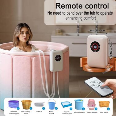 Занурювальний водонагрівач з термостатом - нагрівач для ванни потужністю 1200 Вт, інтелектуальне керування температурою 3043 C, із захистом від перегріву та дистанційним керуванням, може підтримувати гарячу воду на постійній температурі. M Білий