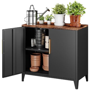 Металева шафа, шафа для зберігання речей, металевий комод, сервант, кухонна шафа, балконна шафа, бічна шафа, садова шафа, шафа для документів, шафа для передпокою, регульована полиця, 40Г x 80Ш x 76В см