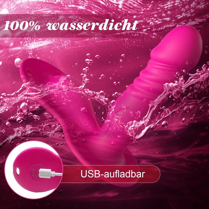 Вібратор-фалоімітатор YAWNSHE, з функцією поштовхів та вібрацією, рожевий, з додатком та пультом