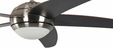 Стельовий вентилятор Pepeo з підсвічуванням і пультом Melton, корпус нікель, колір лопатей Wanaque / коричневий, 132 см, для приміщень до 25 м