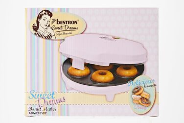 В ретро дизайні, міні-пончик на 7 маленьких пончиків, в т.ч. лампа для випічки та антипригарне покриття, 700 Вт, колір рожевий