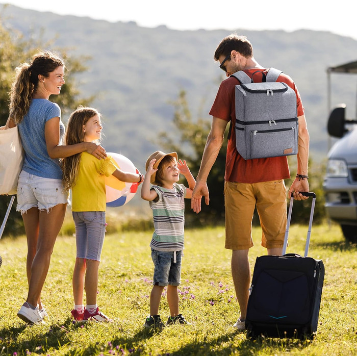 Ізольована сумка-холодильник Lifewit 21L 30 Can, термосумка для обіду, рюкзак-холодильник, герметична двоповерхова сумка-холодильник для чоловіків, жінок, мам для обіду, пікніка, покупок, подорожей, сіра