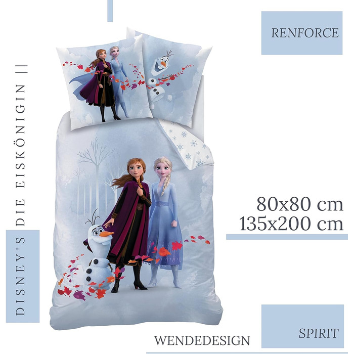 Комплект постільної білизни Disneys the Ice Queen 135x200cm 80x80cm - ANNA, ELSA & OLAF постільна білизна для дівчаток - 100 бавов