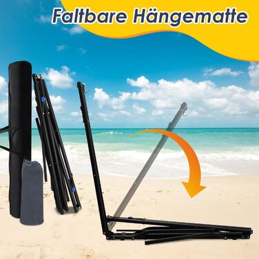 Гамак з каркасом, складна підставка для садового гамака, гамак з металевим каркасом, вуличний гамак з сумкою для перенесення, металевий каркас до 150 кг для кемпінгу, саду, басейну, балкону