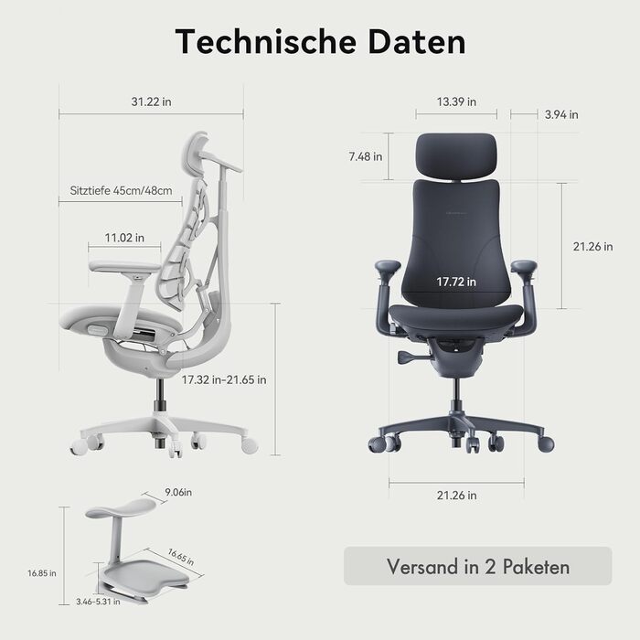 Ергономічне офісне крісло LiberNovo з підставкою для ніг регульоване, адаптивна поперекова підтримка, кут нахилу 160, інтегрована система розтяжки хребта, чорне, глибина сидіння 48 см, колір Північний чорний, крісло 48 см підставка для ніг