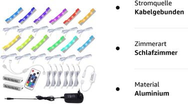 Набір світлодіодного скляного підлогового освітлення AIBOO з 12 шт. , світлодіодні затискачі RGB для зміни кольору світлодіодного освітлення вітрини, світлодіодне освітлення шафи з пультом дистанційного керування
